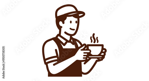 Man holding a steaming cup.