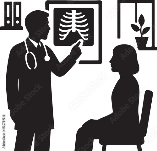 Doctor Explaining Chest X-ray to Patient in Clinic