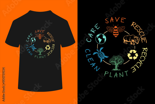 Save Bees Rescue Animals Recycle Plastic Earth Day T-Shirt
