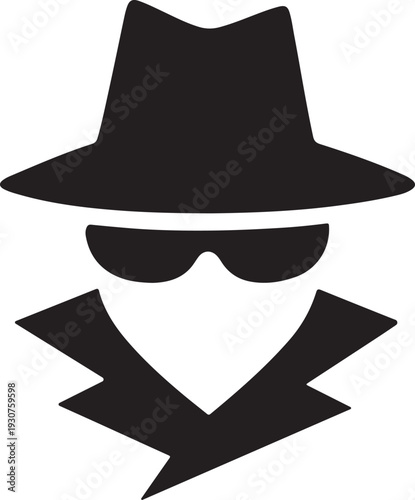 Mysterious Spy Silhouette Icon Anonymous Hacker Private Investigator and Incognito Mode Vector Illustration