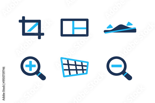 Vector magnifier correction frame generation no zoom perspective icon image ratio simple