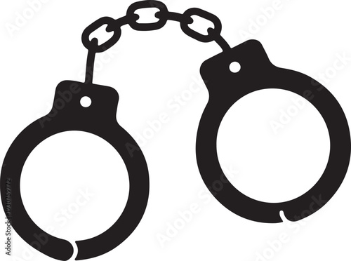 Black Handcuffs Icon Police Restraint Law Enforcement Justice and Criminal Arrest Vector Illustration