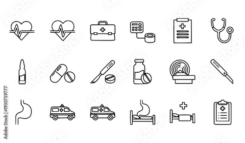 Medical and Healthcare Thin Line Editable Icons