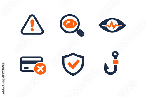 Scam vector blocked image white activity icon letters simple no generation magnifier