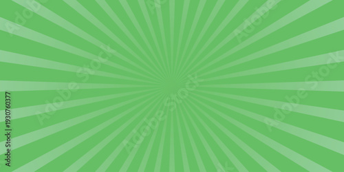 Vibrant green radial burst background with alternating light and dark green stripes emanating from the center, perfect for energetic designs, comic book styles, or attention-grabbing visual