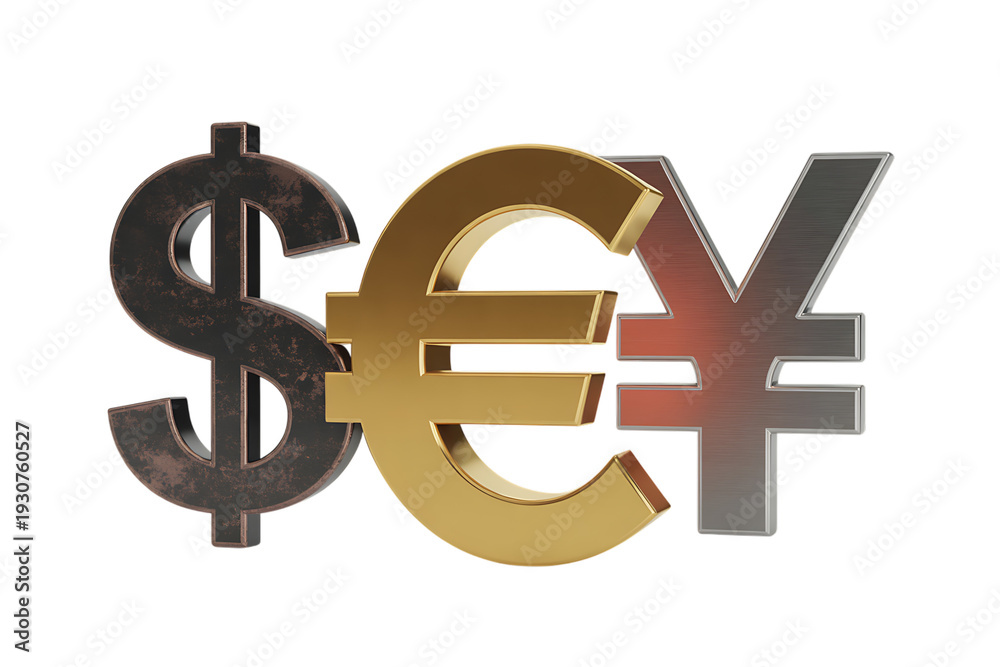 Obraz premium Dollar, euro, and yen symbols