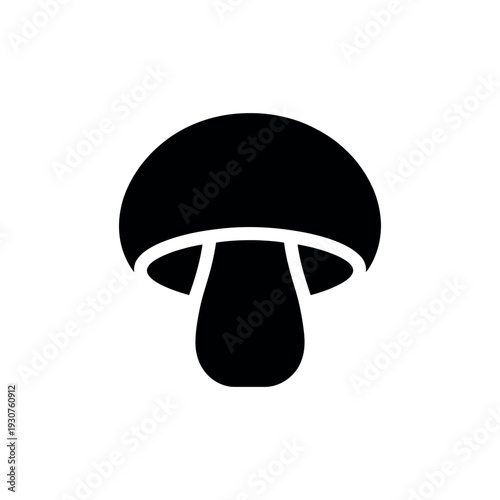Black mushroom silhouette fungus white background