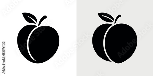 Black silhouette apples on white and gray backgrounds