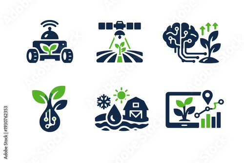 Yield icon bio crop simple predictive generation autonomous robot no image vector