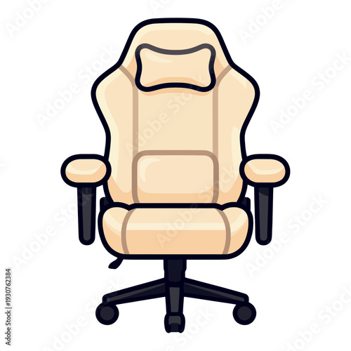 Beige Ergonomic Office Chair Vector Icon