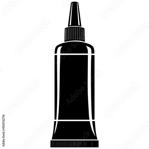 Black Glue Tube Icon, Adhesive Bottle, Industrial Supply, Simple Vector Art
