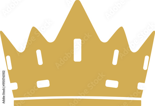 A stylized golden crown icon stands prominently on a clean white background symbolizing royalty power and achievement.