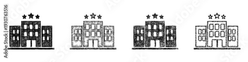 Sketch hotel icon design set