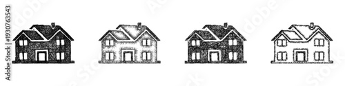 Sketch villa icon design set