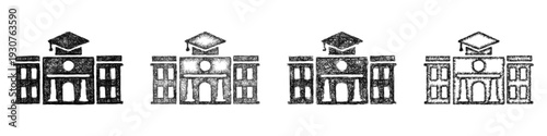 Sketch university icon design set