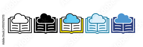 Cloud Learning Icon Set Multiple Style Collection