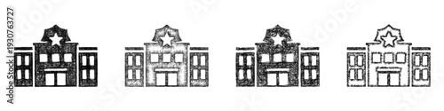 Sketch police station icon design set