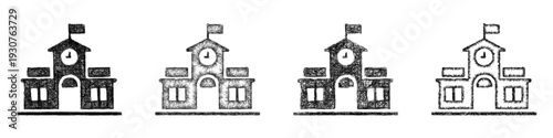 Sketch city hall icon design set