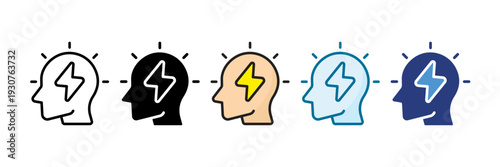 Brain Power Icon Set Multiple Style Collection