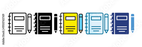 Notebook Icon Set Multiple Style Collection