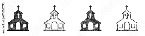 Sketch church icon design set