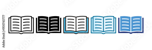 Open Book Icon Set Multiple Style Collection