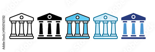 Library Building Icon Set Multiple Style Collection