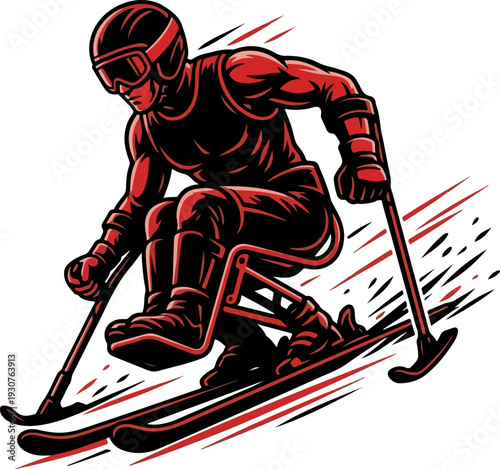 Adaptive Snowboarder Paralympic Winter Silhouette