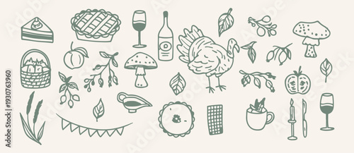 Autumn Thanksgiving Harvest Illustrations Set