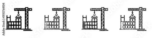 Sketch construction site icon design set