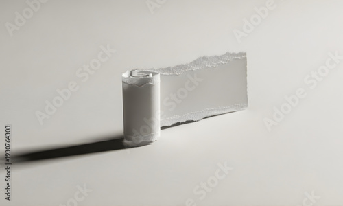 white torn paper roll isolated mockup