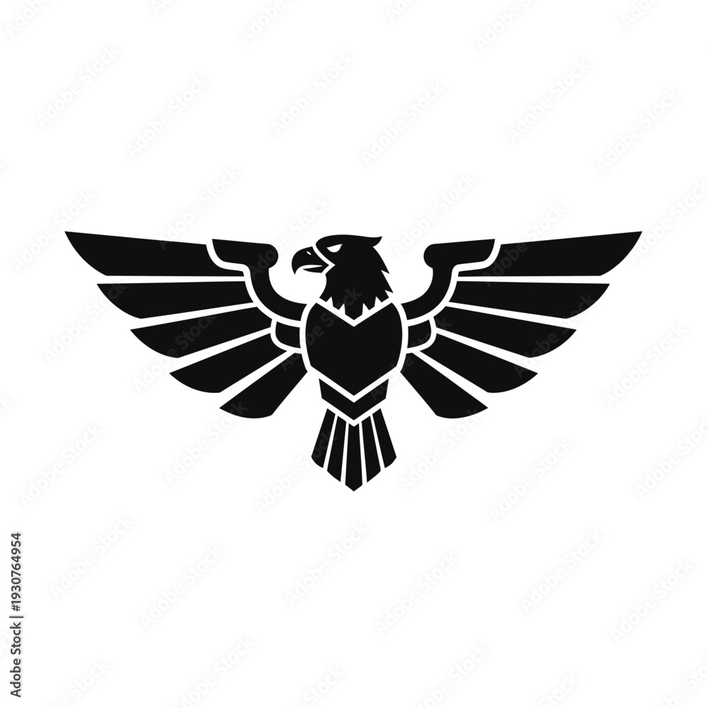 Obraz premium Black eagle emblem symbol of strength and authority against white background