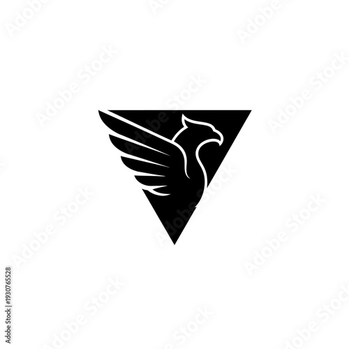 Elegant black griffin logo within a triangle shape on white background