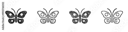 Sketch butterfly icon design set