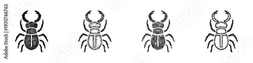Sketch stag beetle icon design set