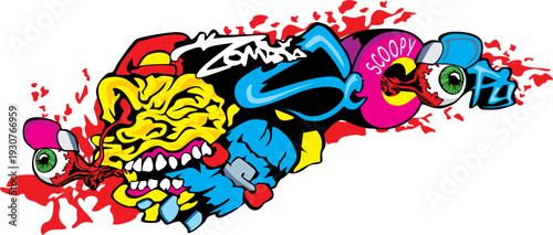 Urban Monster Character Design in Vibrant Graffiti Style