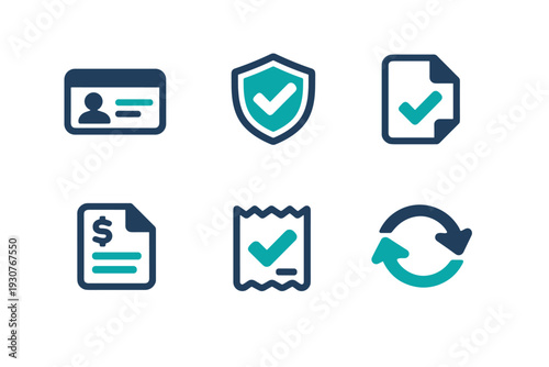 Checkmark statement set vector submission no scalable reimbursement receipt icon insurance labels