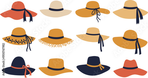 Collection of various womens hats in different colors and styles