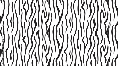 Abstract zebra stripe pattern with wavy black lines for modern animal print fabric design