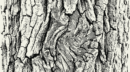 Wood bark texture engraving style illustration for natural background and abstract design