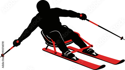 Paralympic Winter Ski Athlete Silhouette Vector