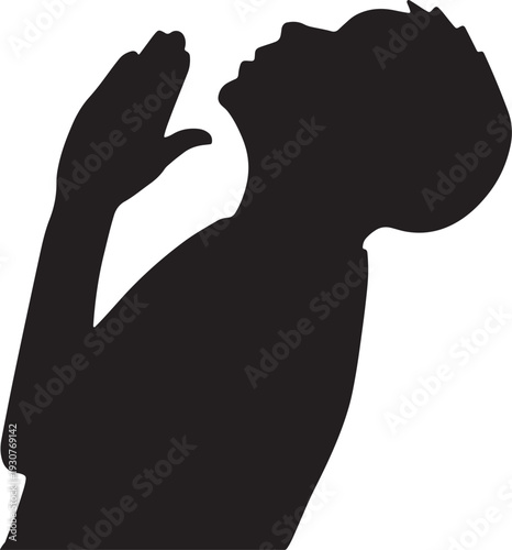 Silhouette of a Person Praying and Looking Upwards - Spirituality and Faith Concept