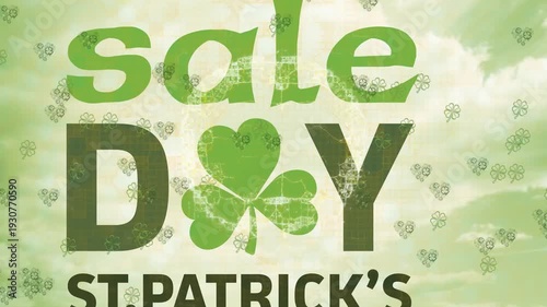 Small shamrocks appearing at left drifting across typography, adding grunge for ST