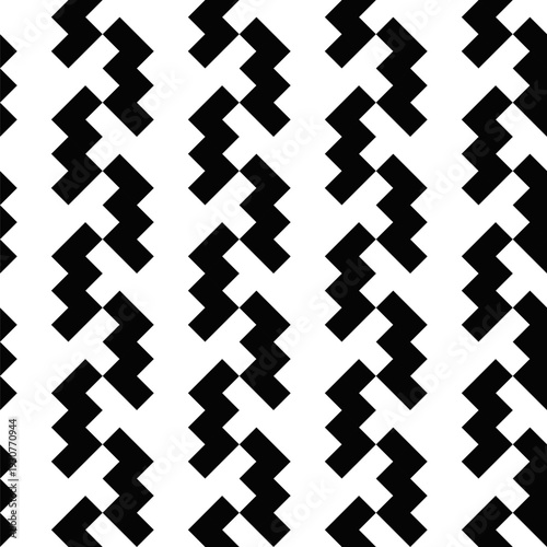 Random black and white geometric pattern background - repetitive repeating abstract seamless vector graphic design