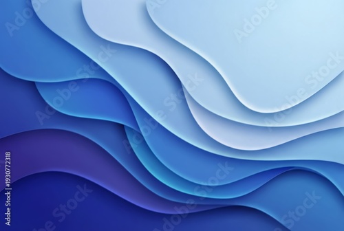 Wallpaper Mural Abstract Blue Paper Cut Wave Layers Background with Copy Space Torontodigital.ca