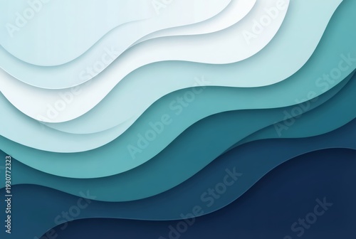 Wallpaper Mural Abstract Blue Paper Cut Wave Layers Background with Copy Space Torontodigital.ca