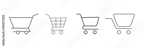 Shopping Cart Icon Set – Online Store, Buy, Sale, Trolley and Basket Vector Symbols