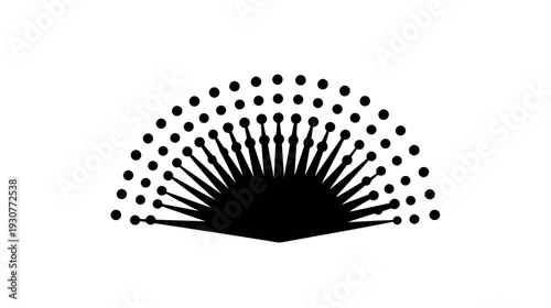 Abstract Radial Sunburst Design with Dotted Arcs and Lines. Modern Minimalist Graphic Element on White Background.