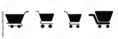 Shopping Cart Icon Set – Online Store, Buy, Sale, Trolley and Basket Vector Symbols