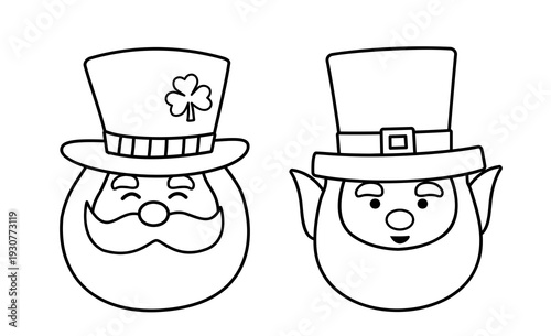 St Patrick's Day Leprechaun Head Outline Set.
Irish Elf Head Coloring Pages and Templates.
Leprechaun Face Line Art Collection for St Patrick’s Day. SVG.